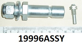 Spindle assembly : Rear brake pedal - Includes nut, washer and retaining nipple