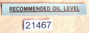 Transfer : Oil tank - 'Recommended Oil Level' : Water type