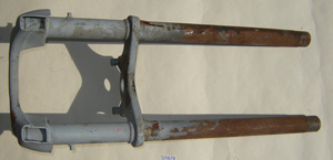 Fork crown top plate and stanchions - Jubilee only early type : Headlight brackets cut off