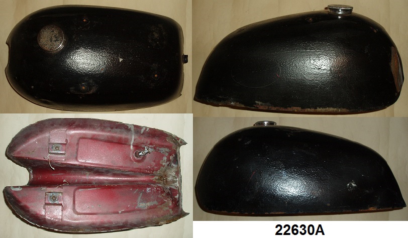 Petrol tank : Slimline : Corroded and split on seams - Requires repair : Mounting threads on top