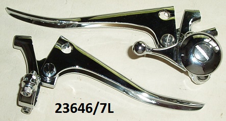 Handlebar lever set : Pair : Air and front brake/clutch levers - 1.125 pivot centres : Air/choke lever on clutch mounting 