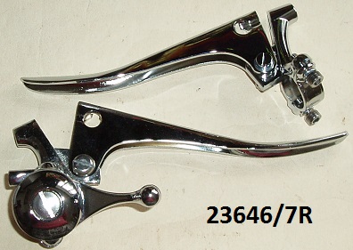 Handlebar lever set : Pair : Air and front brake/clutch levers - 1.125 pivot centres : Air/choke lever on brake mounting 