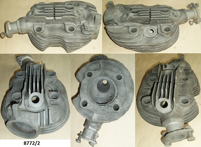Cylinder head : CJ late type : Includes modified carburettor adaptor - Casting E7332 : One fin broken and machined by EX guide
