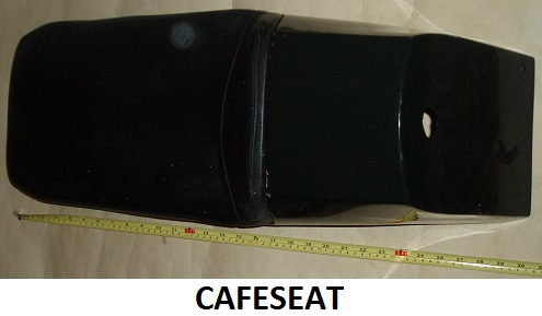 Caf racer seat : Fibreglass : 25 inches long : 10 inches wide - Originally red gel coat now painted BR green