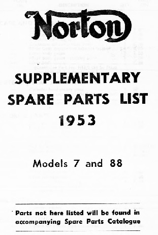 Parts list : Supplementary : Models 7, 88 - Photocopy : 1953 use with 1950 list