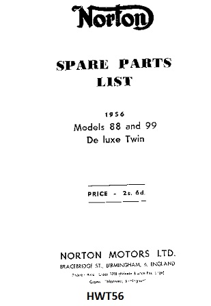 Parts list : Models 88, 99 - Photocopy : 1956