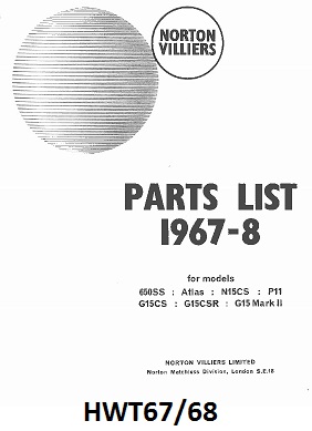 Parts list : Models 650SS, Atlas, G15, N15CS, P11, G15CS, G15CSR - Photocopy : Unillustrated 1967/68