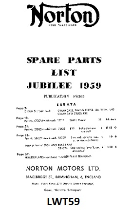 Parts list : Jubilee - Photocopy : 1959