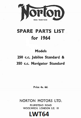 Parts list : Jubilee, Navigator 1964 on - Photocopy : Norton publication PLN 1