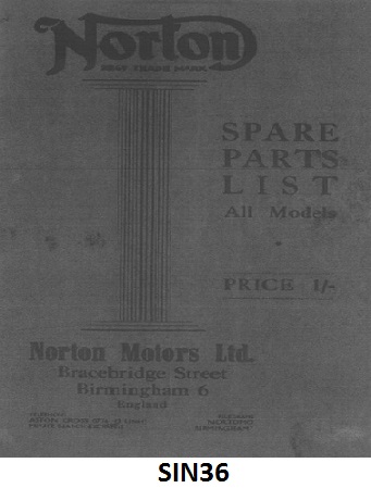 Parts list : Models Big 4, 16H, 18, 19, 20, 30, 40, 50, 55, CJ, CS1, ES2 - Photocopy : 1936