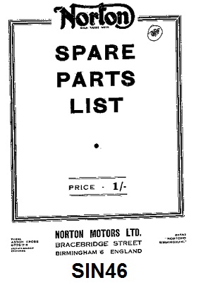Parts list : Models Big 4, 16H, 18 - Photocopy : Unillustrated 1946