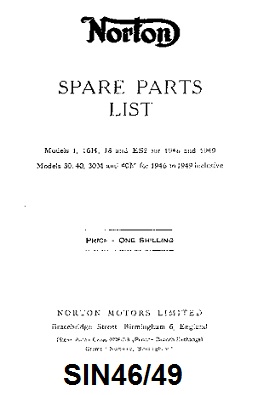 Parts list : Models Big 4, 16H, 18, ES2 (1948/49), 30, 40 (1946-49) - Photocopy : 1948/49 : OHC 1946/49 only