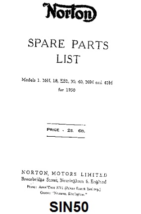 Parts list : Models Big 4, 16H, 18, ES2, 30, 40 - Photocopy : 1950