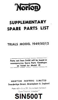 Parts list : Supplementary : 500T - Photocopy : Use with 1949 list