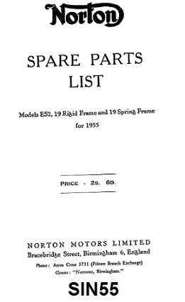 Parts list : Models ES2, 19R, 19S - Photocopy : 1955