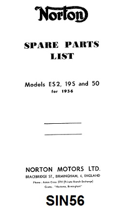 Parts list : Models ES2, 50, 19S - Photocopy : 1956