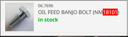 Oil Feed Banjo Bolt