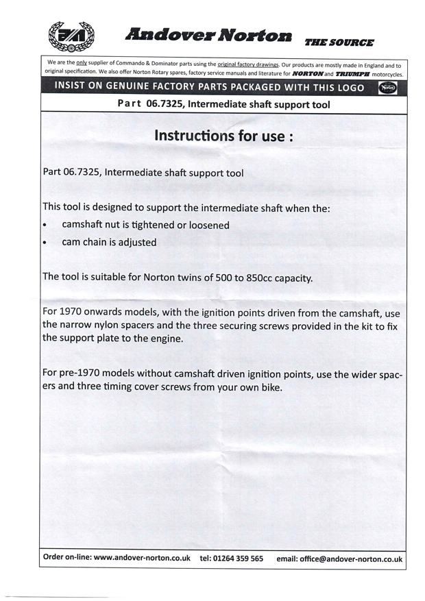 Andover Norton gear support plate instructions