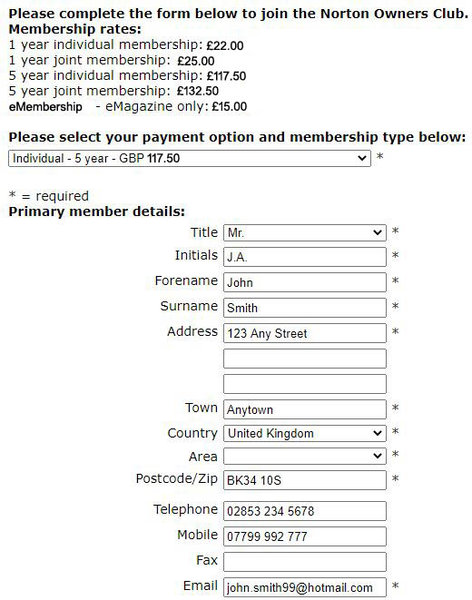 Membership Fees from 01/01/2022