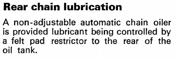 Non-adjustabe rear chain oiler