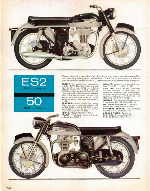 Extract from 1962 Norton Sales brochure - Model 50 in black and dove grey