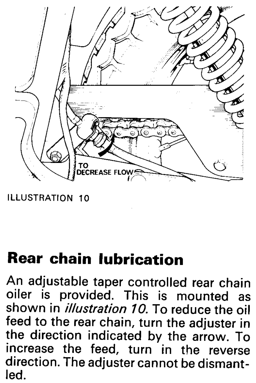 Rear chain oiler adjuster