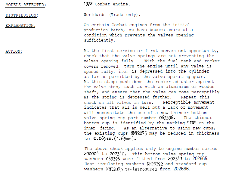 Service Note N2/3 'Combat valve springs'